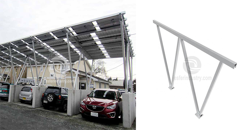 Disegno della struttura di montaggio del pannello solare per posto auto coperto del garage